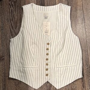 a.n.a  day White and black Striped vest